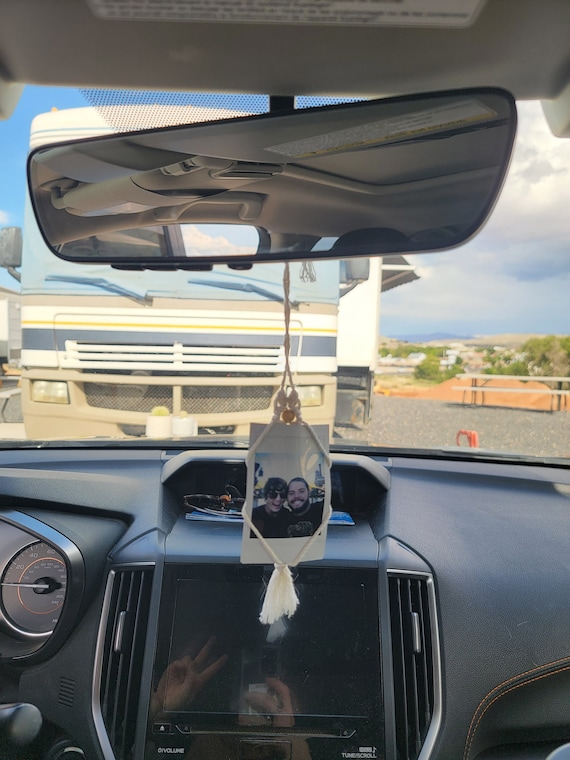 Macrame Polaroid Photo Rearview Mirror Car Charm and Oil Diffuser. Car  Accessories. Rearview Mirror Hanging. Essential Oils. 