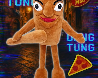 Grappig knuffeldier - Tung Sahur Meme-personage, knuffel met raar gezicht, internetmeme, zacht bruin speelgoed van de Gen Zoomer, verzamelknuffel