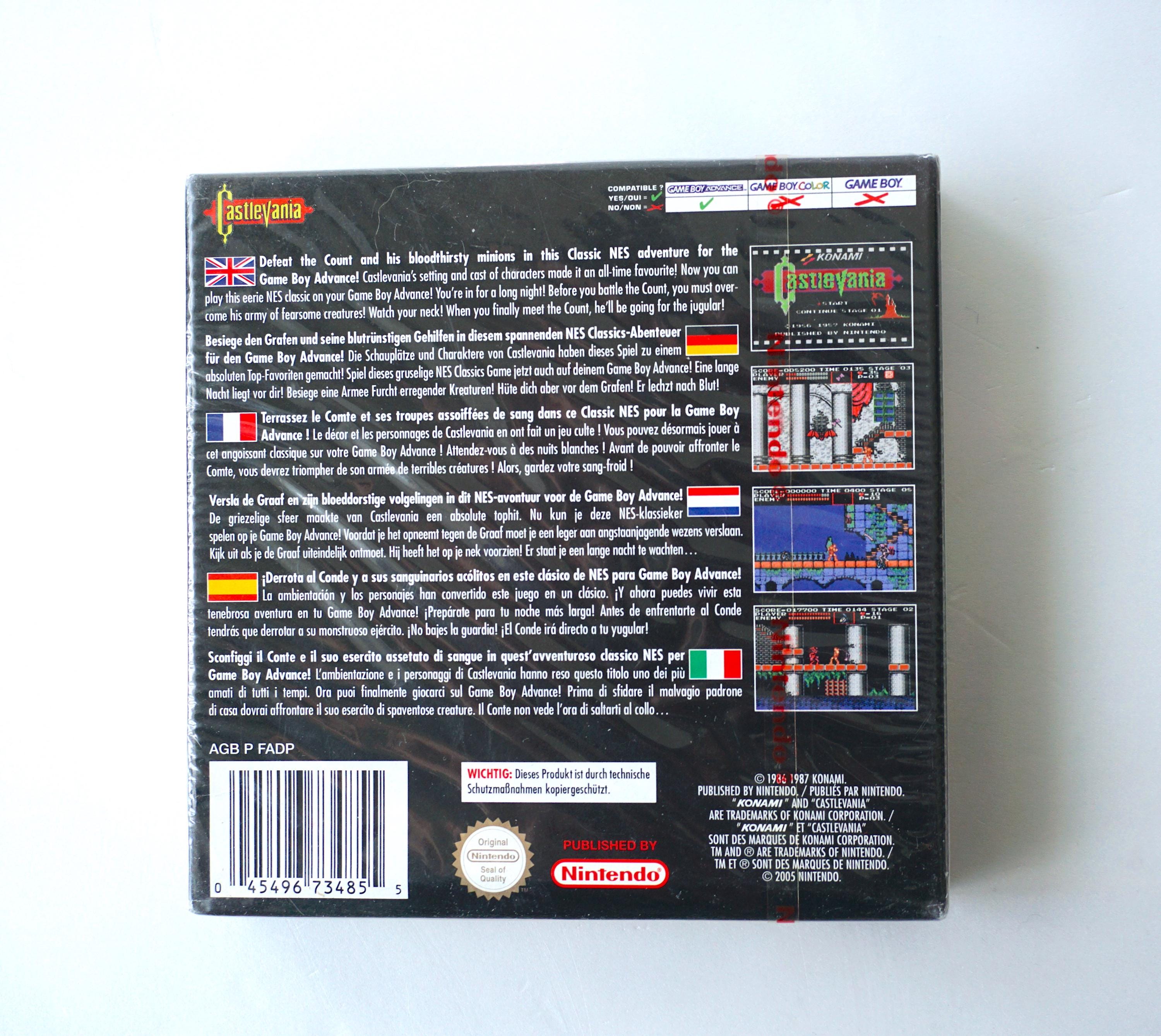 Castlevania NES Classic GBA PAL FR complet + carte VIP intacte Game Boy Advance