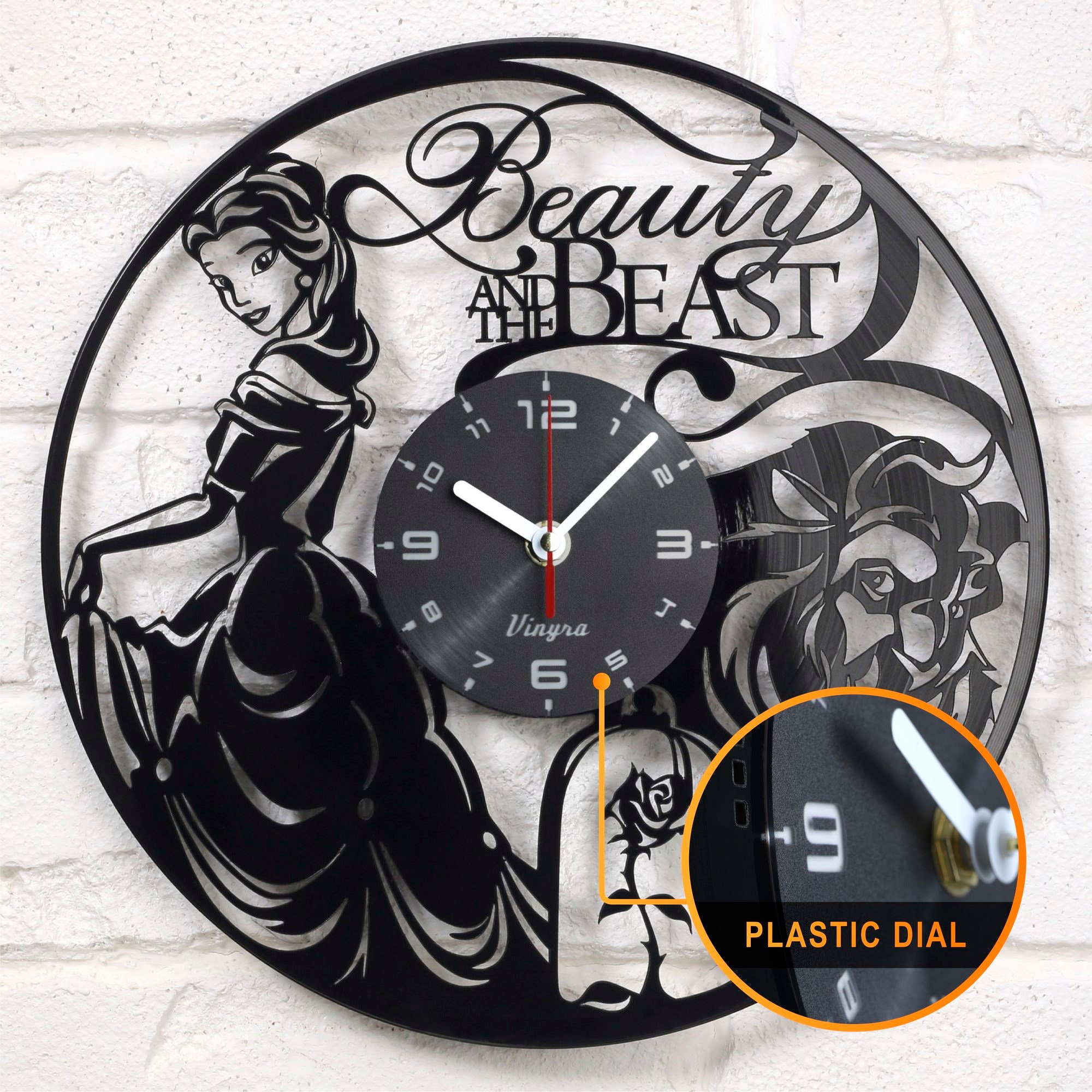 BEAUTY AND the BEAST vinyl wall clock Beauty and the Beast Etsy