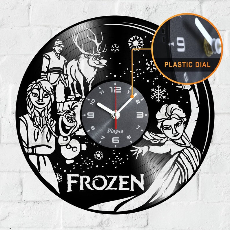 Frozen Clock Wall Vinyl Disney Frozen Elsa Toddler Clock Frozen Gifts Girls Women Kids Birthday Gift Set Frozen Decor Bedroom Clock Black
