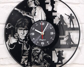 STAR WARS Vinyl Wall Clock Record Wall Clock Star War Wall Decor Star Wars Vinyl Art Home Decor for Living Room Star Wars Gift for Him Black