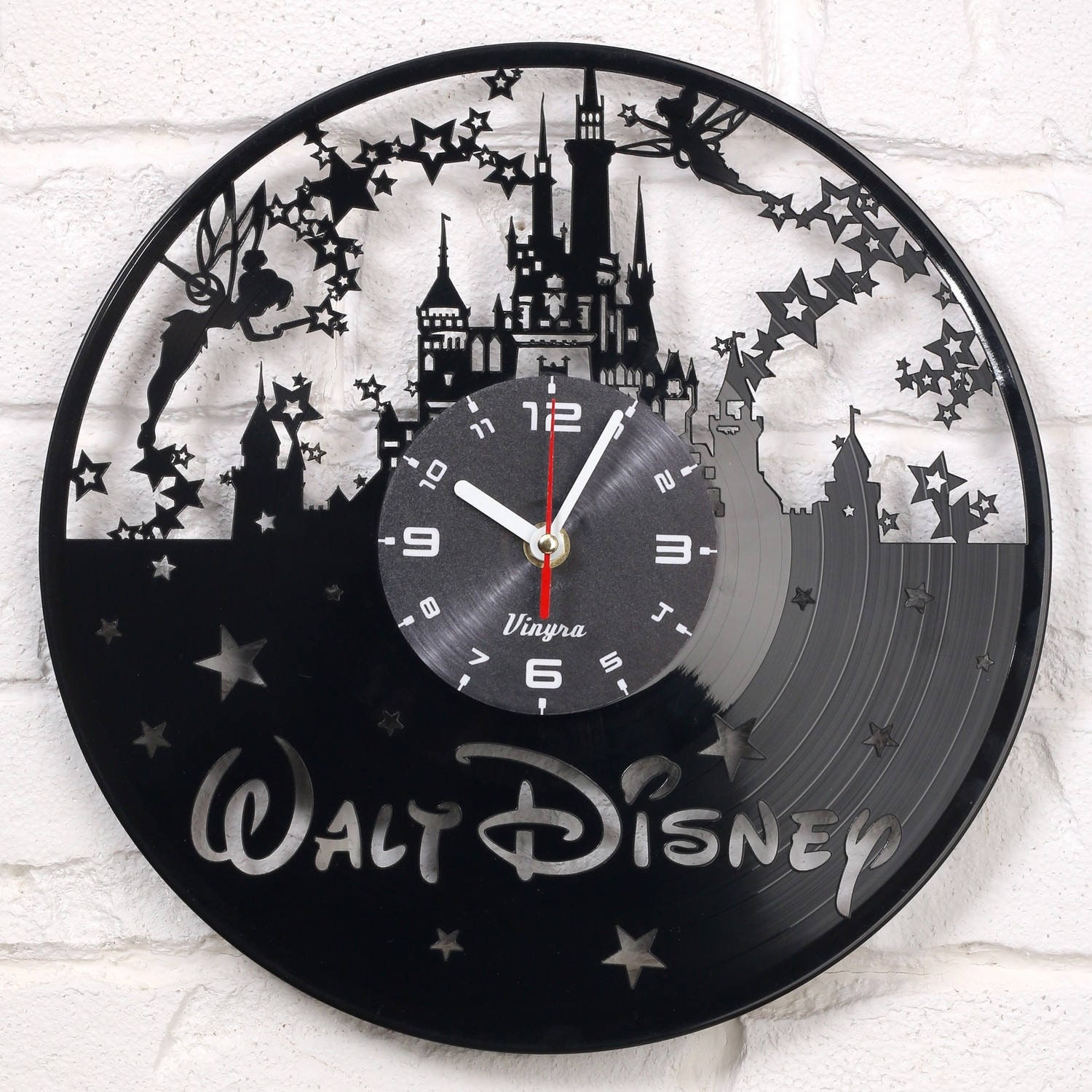 DISNEY CLOCK VINYL record wall clock Disney Castle clock wall Etsy