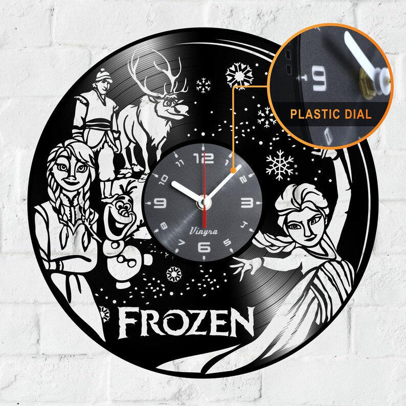 Frozen Clock Wall Vinyl Disney Frozen Elsa Toddler Clock Frozen Gifts Girls Women Kids Birthday Gift Set Frozen Decor Bedroom Clock Black