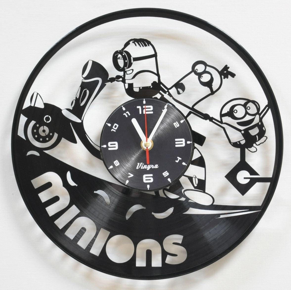 MINIONS Vinyl Clock Children Wall Clock Minions Kids Room Etsy