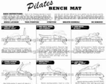 2 Posters: Pilates Bench Mat and Pilates Spine Corrector
