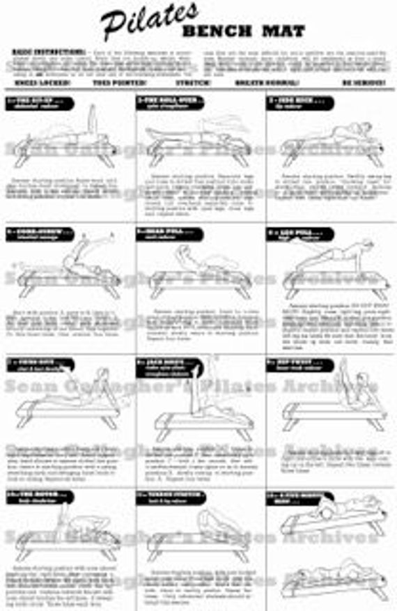 2 Posters Pilates Bench Mat And Pilates Spine Corrector Etsy