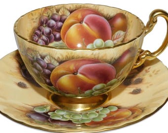 Cup and Saucer Aynsley Orchard Gold Fruit