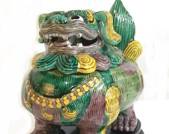 Fu Dog Foo Dog Censer or Lidded Box on Stand Asian Chinese Japanese