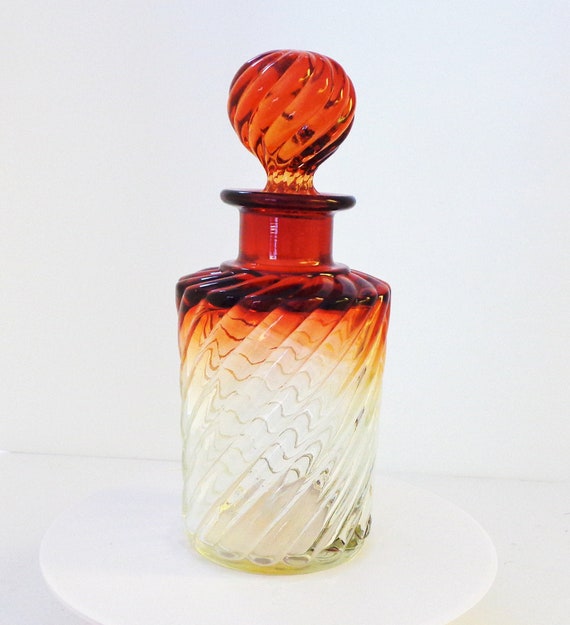 8 1 4 Large Baccarat Rose Tiente Swirl Stoppered Bottle Perfume or