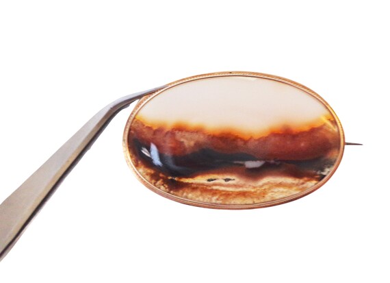 Landscape Agate in 14K Setting Signed Scottish - image 1