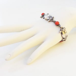 Georg Jensen Coral and Sterling Bracelet #11