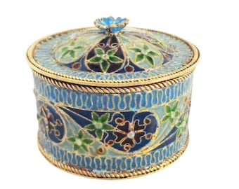 Signed Danish Plique a Jour Signed Box with Lid