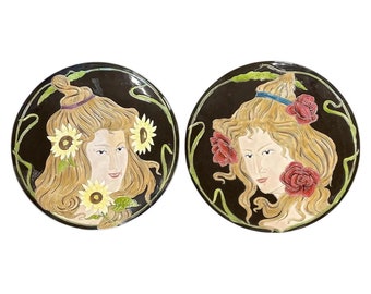 15 1/2" Julius Dressler Austria Pair of Art Nouveau Large Charge Plaques