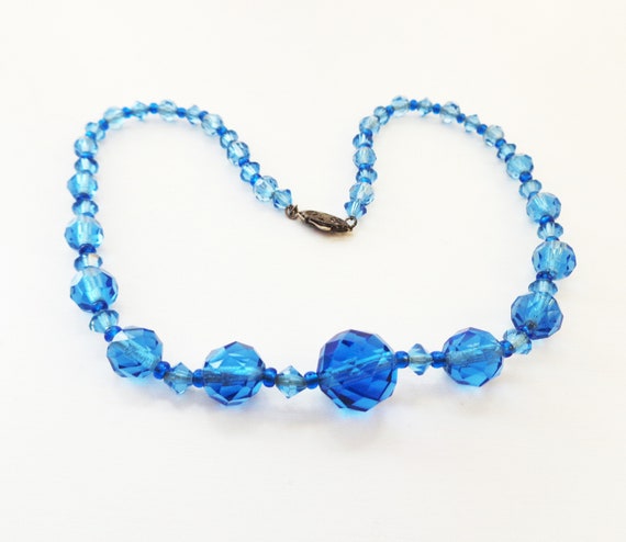 Electric Blue Cut and Faceted Crystal Beads