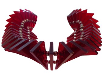 High Fashion Runway Necklace Red Lucite by House of Flora