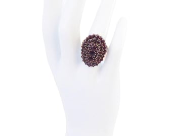 Antique Bohemian Garnet Rose Cut Ring Sz 8 1/4