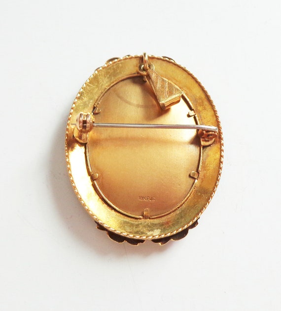 18K Yellow Gold and Enamel Framed Portrait from I… - image 2