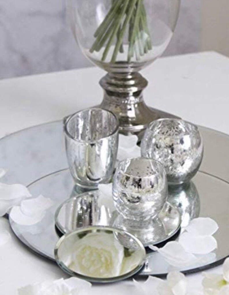 Round Glass Mirror Candle Plate
