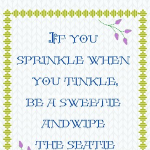 Printable funny bathroom restroom wall art sign cross stitch inspired JPEG PNG PDF
