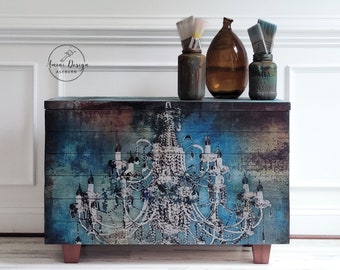 Hand-Built Storage Chest: Painted Bedroom Bench, Ocean Decoupage