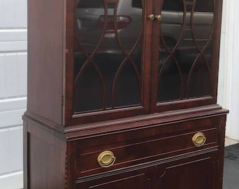 Customizable China Cabinet Hutch: Vintage Painted Bookcase