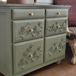 Bedroom Dresser. Storage Cabinet. Painted Furniture. Modern Dresser. Nursery Table. Floral Drawer. Changing Table. Six Drawer Dresser image 7