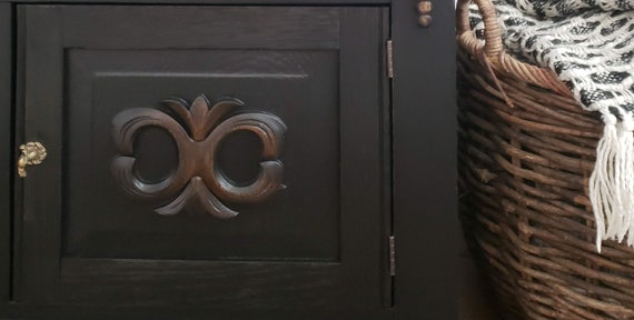 Antique Eastlake Dresser With Mirror: Black Victorian Chest of