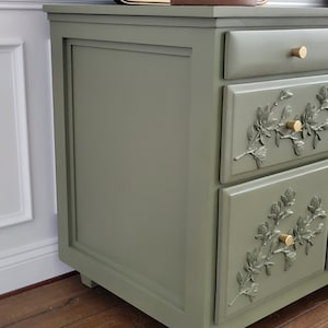 Bedroom Dresser. Storage Cabinet. Painted Furniture. Modern Dresser. Nursery Table. Floral Drawer. Changing Table. Six Drawer Dresser image 2