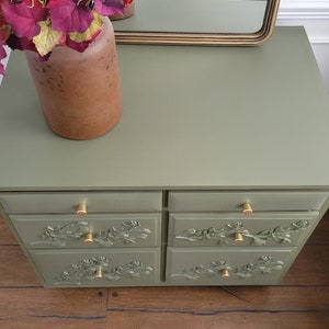 Bedroom Dresser. Storage Cabinet. Painted Furniture. Modern Dresser. Nursery Table. Floral Drawer. Changing Table. Six Drawer Dresser image 5