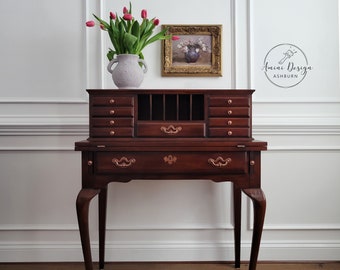 SOLD - Secretary. Vintage Desk. Ladies Writing Desk. Vintage Secretary. Queen Anne. Traditional Furniture. Cherry Secretary. Petite Desk.