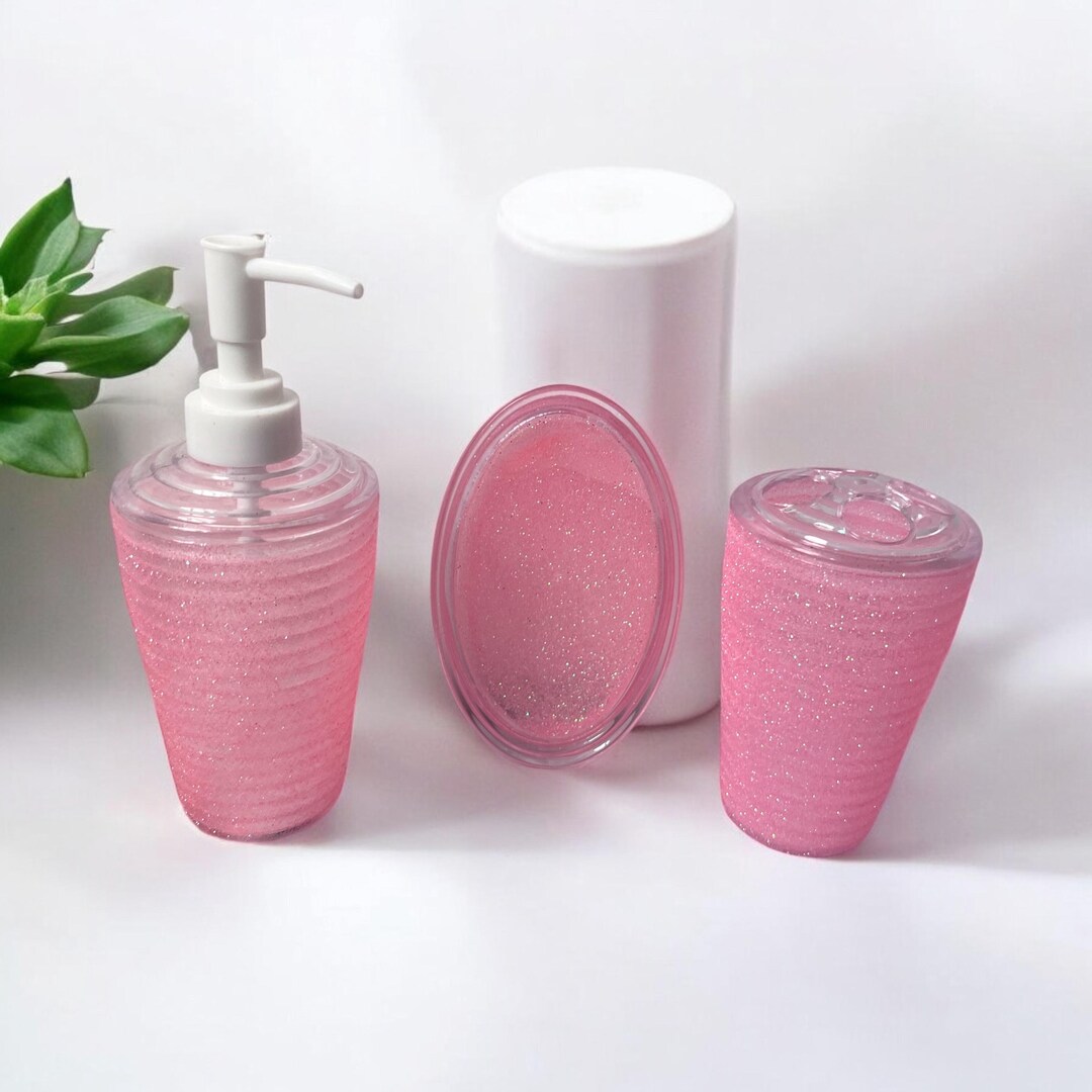 Pink Glitter Bathroom Set Unique Bling Bathroom Accessories pink Glitter Bathroom Decor bling ...