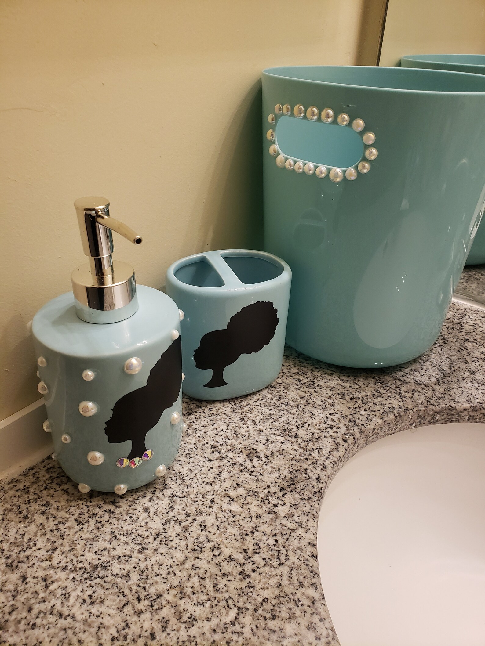 Afro Girl Bathroom Set Luxury Bathroom Set Bling Bathroom Etsy