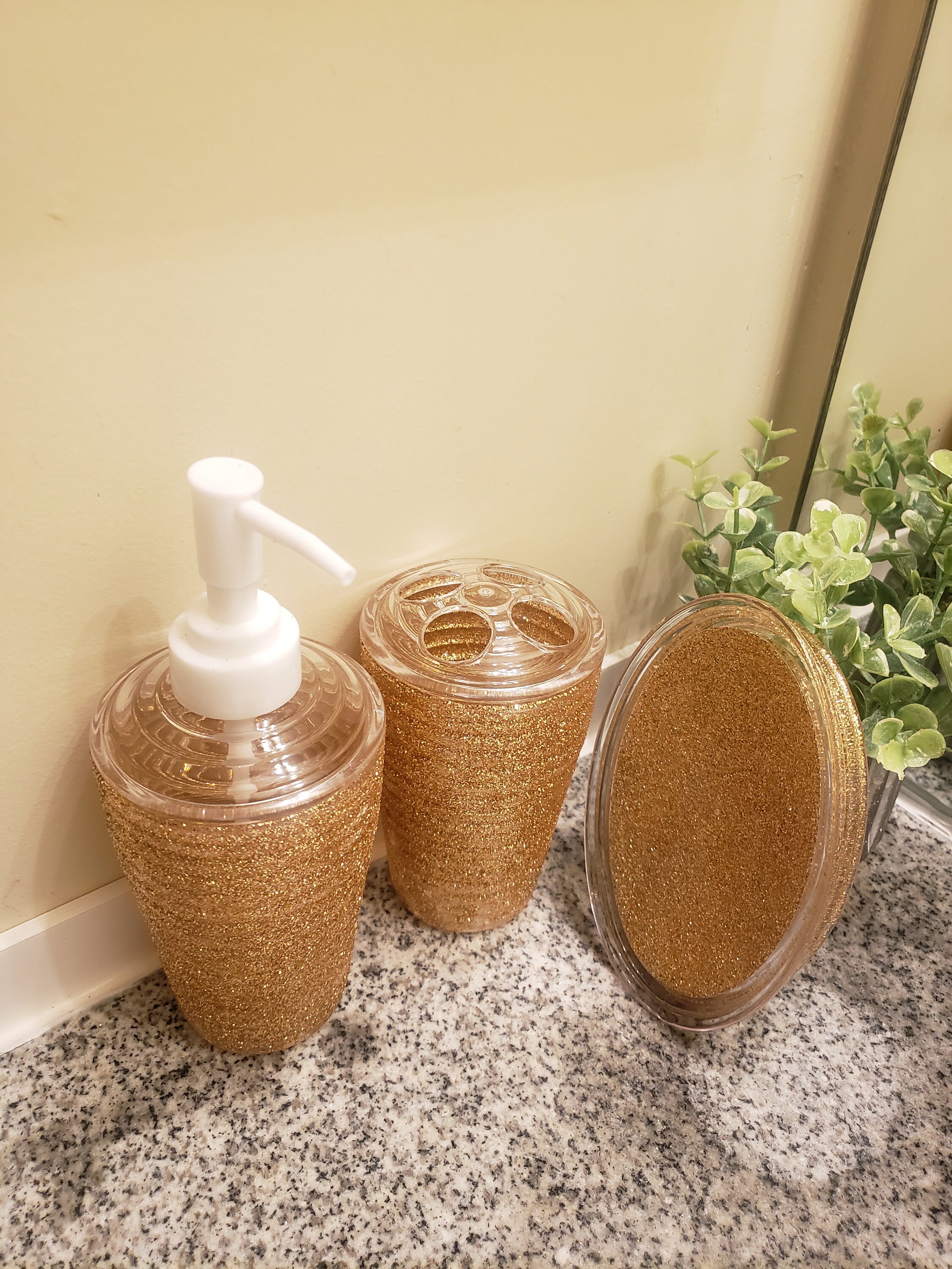 3piece Gold Unique Bathroom Set Gold Bling Bathroom Accessoriesbling