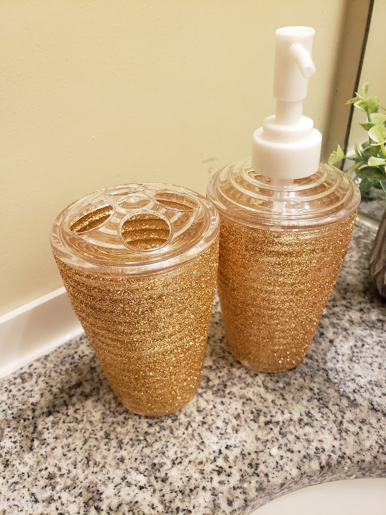 3piece Gold Unique Bathroom Set Gold Bling Bathroom Accessoriesbling