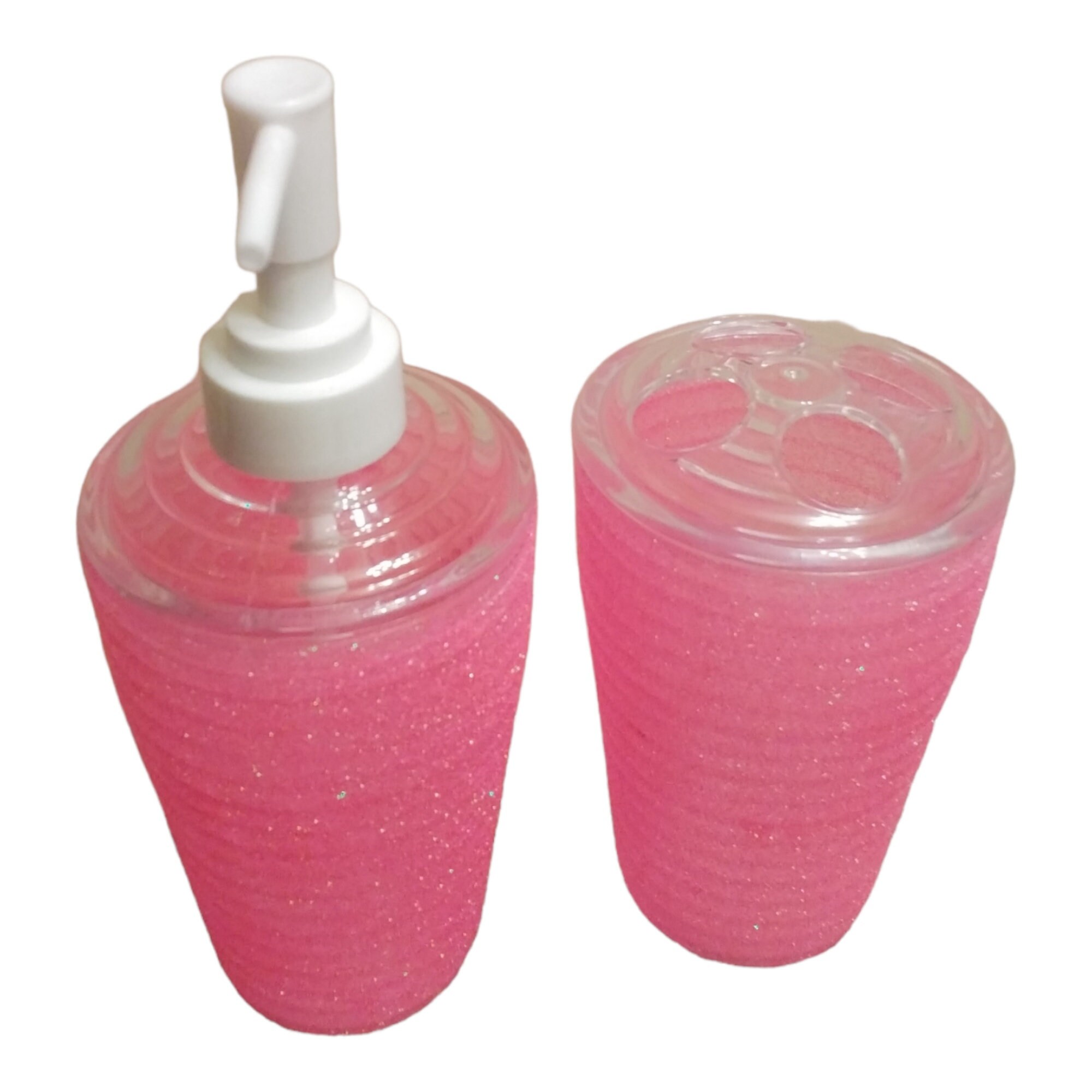 3piece Pink Glitter Bathroom Accessoriesunique Bling Bathroom