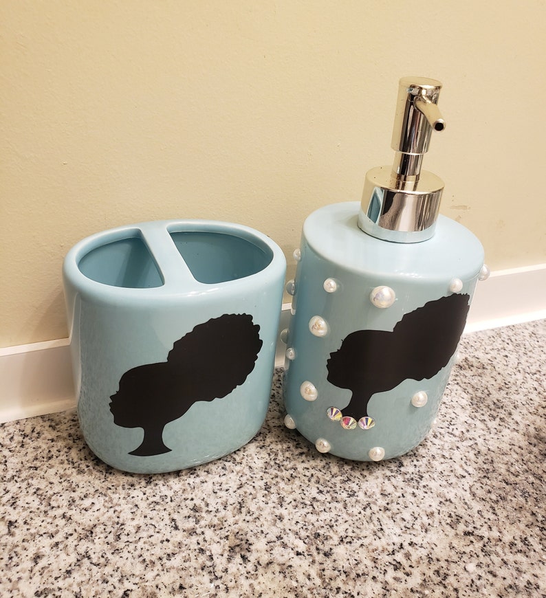 Afro Girl Bathroom Set Luxury Bathroom Set Bling Bathroom Etsy