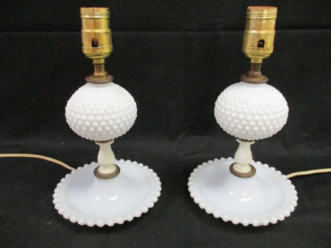 Hob KNOB Milkglass Lamps and Candle Holders Full Set of Four Etsy