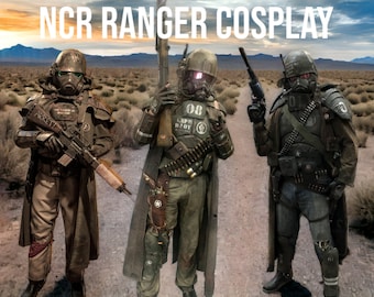 NCR Ranger Cosplay. Veteran, Desert and Elite Riot options! + Free vault 13 flask with all parts