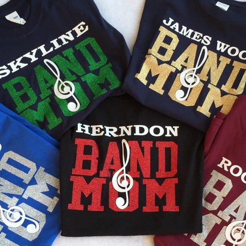 Glitter Trumpet Mom Tshirt Band Shirts Short Sleeve Etsy