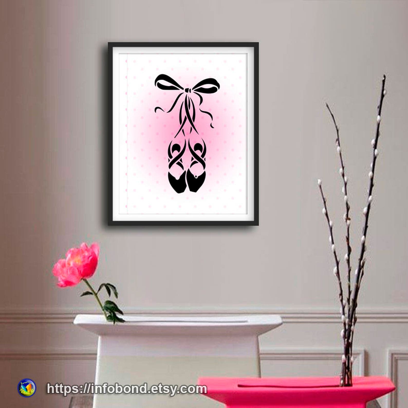 ballet shoes dancer art print ballet pointe shoes dance school poster gift for girls ballet shoes print feminine art ballet them