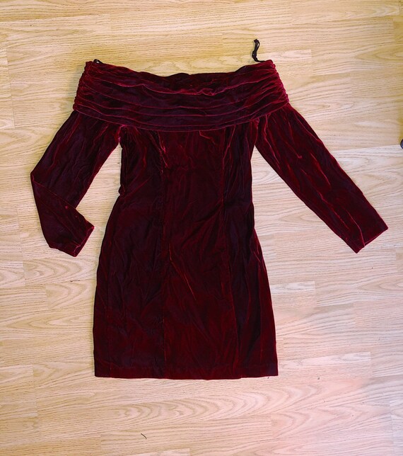 Vintage Rampage Red Velvet 80's Off the Shoulder D