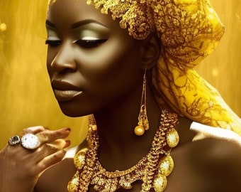Lámina artística de Oshun: Diosa africana del amor y la belleza (Descarga digital)