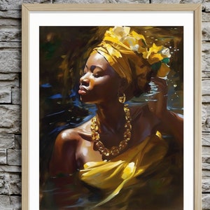 Orisha Oshun, Afrikanische Orisha Kunst, Oshun, Afrikanische Göttin Druck, Göttin der Liebe, weibliche Orishas | Afrikanischer Kunstdruck, Schwarze Göttin Kunst,