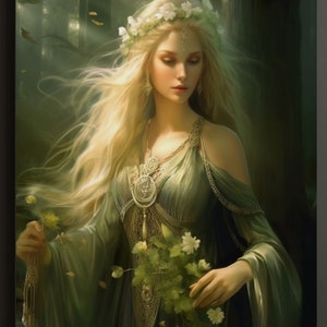 Goddess Oonagh, Irish Goddess of Fairies, Fey goddess, Oonagh, Celtic goddess, Goddess art printable, blonde goddess