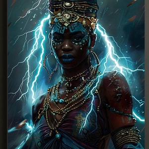 Orisha Oya, Fierce African Goddess Orisha Oya, Transformation, Change, Storms, Lightning | African Inspired Art, Goddess Art, Spiritual Art