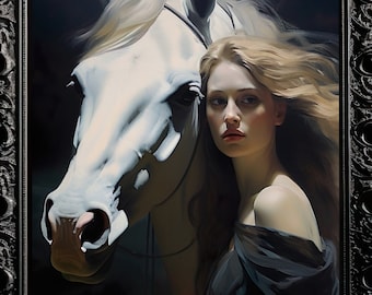 Lámina artística de Rhiannon, diosa celta: mitología galesa e irlandesa (imprimible)