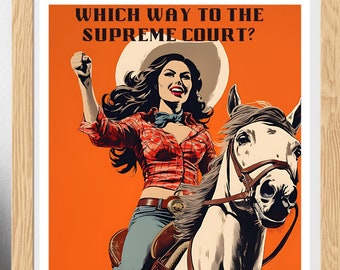 Feminist Cowgirl Wall Art, Pinup, Cheeky, Vintage, Retro, Dorm Room Decor, Sexy, Feminist, Cowgirl Print, Poster, Printable Art 18x24, 16x20