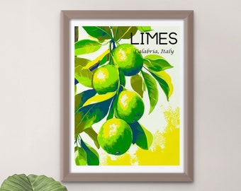 Lámina con diseño de tilo de Calabria, Italia: Arte botánico para la pared de la cocina (Descarga digital)
