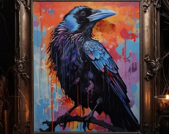 Raven Pop Art Print: Bold Halloween Decor (Digital Download)